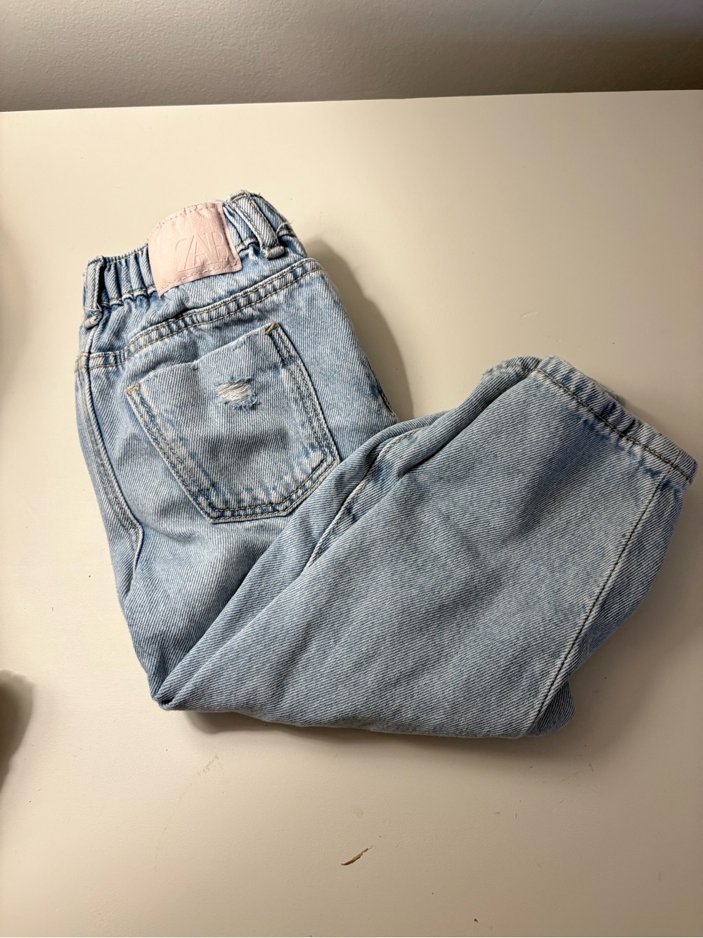 Zara Light Blue Boyfriend Jeans with Elastic Waist